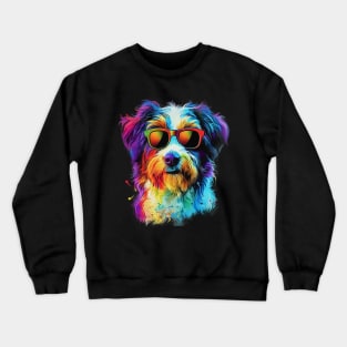 Colourful Cool Golden Doodle Dog with Sunglasses Crewneck Sweatshirt